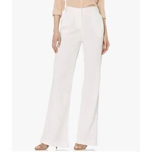 Halston Heritage Womens 6 Cream Crinkle Crepe Wide-Leg Low Rise Pants NEW